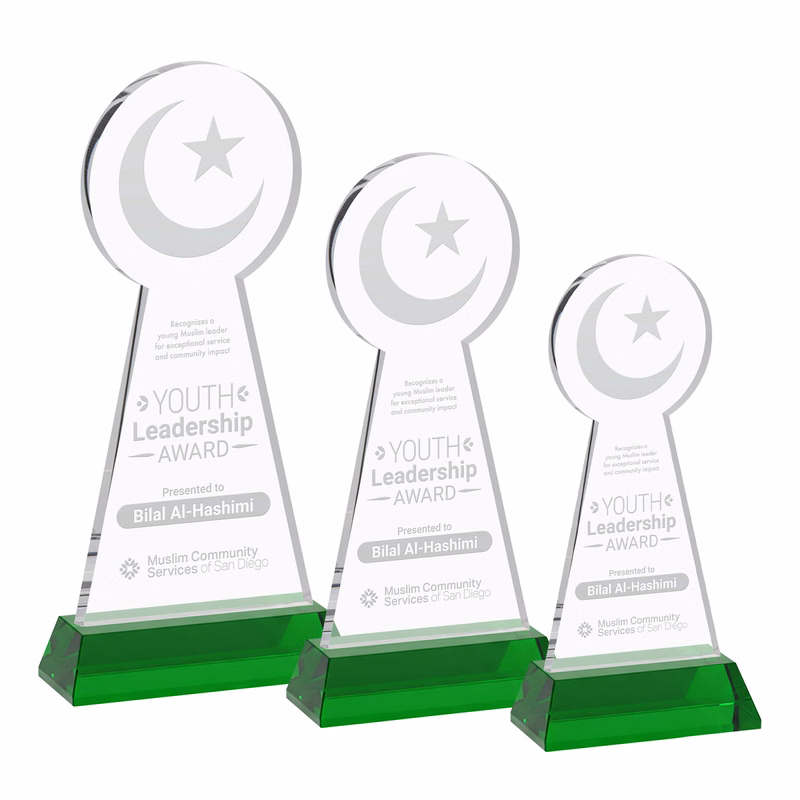 Crescent & Star Award on Hartford Base - Green