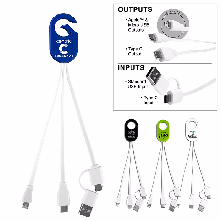 "WEBER" 5-in-1 Cell Phone Charging Cable with Carabiner Clip