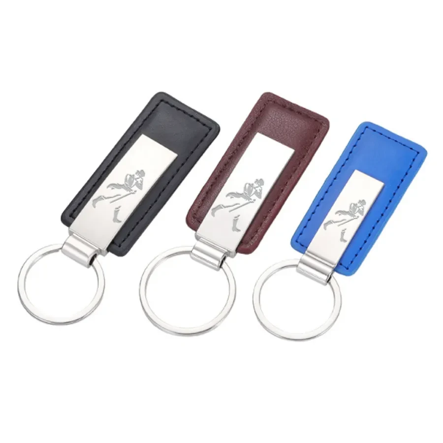 Classic Metal & Leather Keychain 1