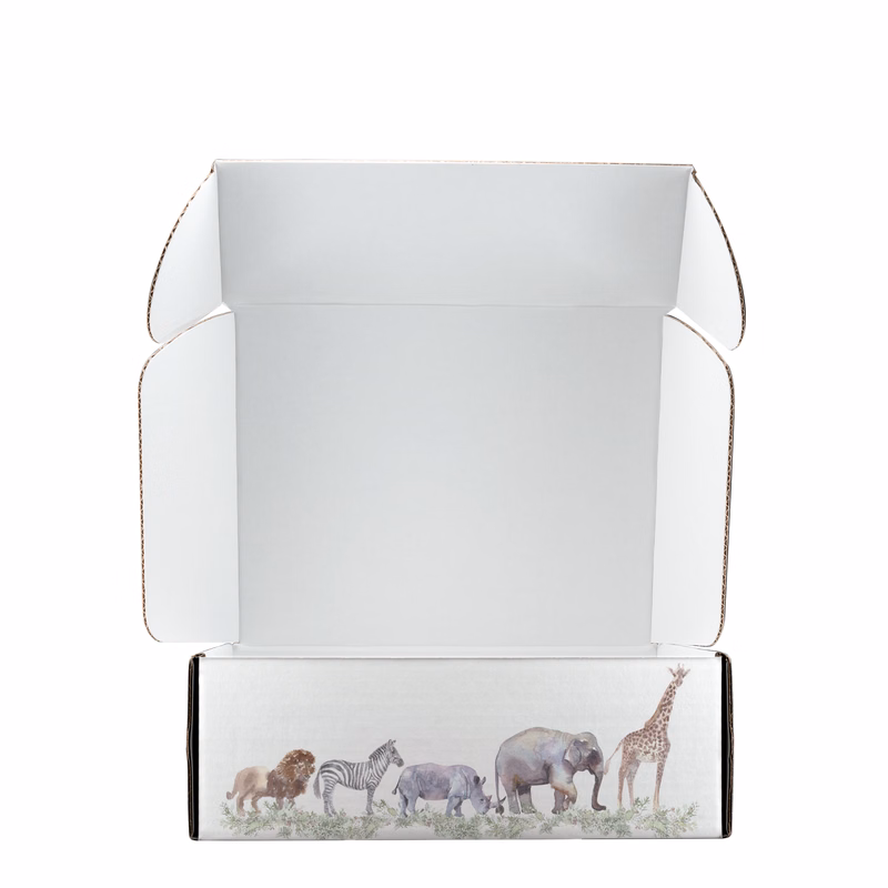 Mailing Box B-Flute 11.000" x 9.000" x 4.000" Group E - 396 sq in White Digital Print