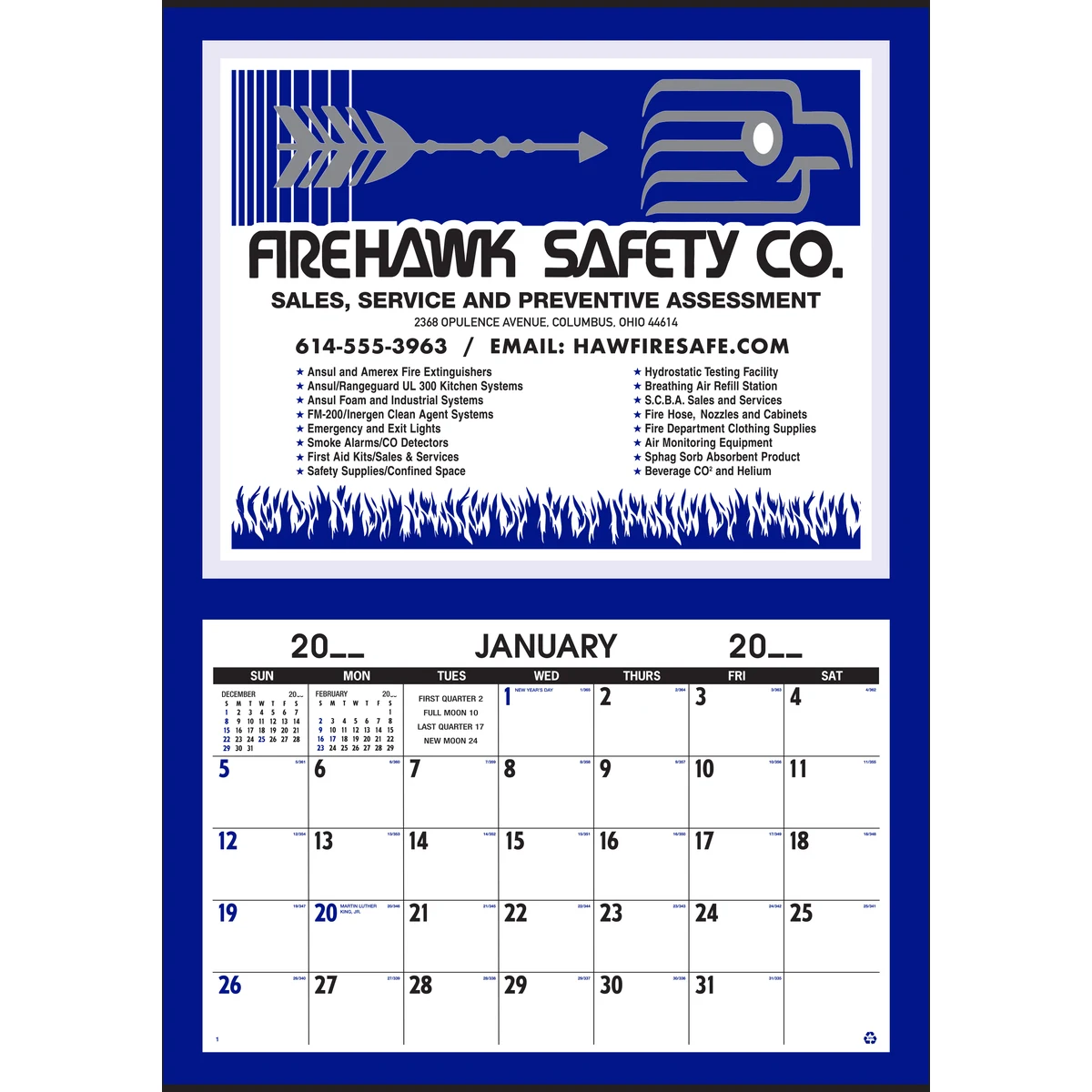 Style 10 Large Size Full Apron Calendar 1