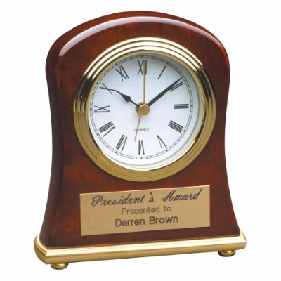 Rosewood Piano Finish Bell Shaped Desk Clock