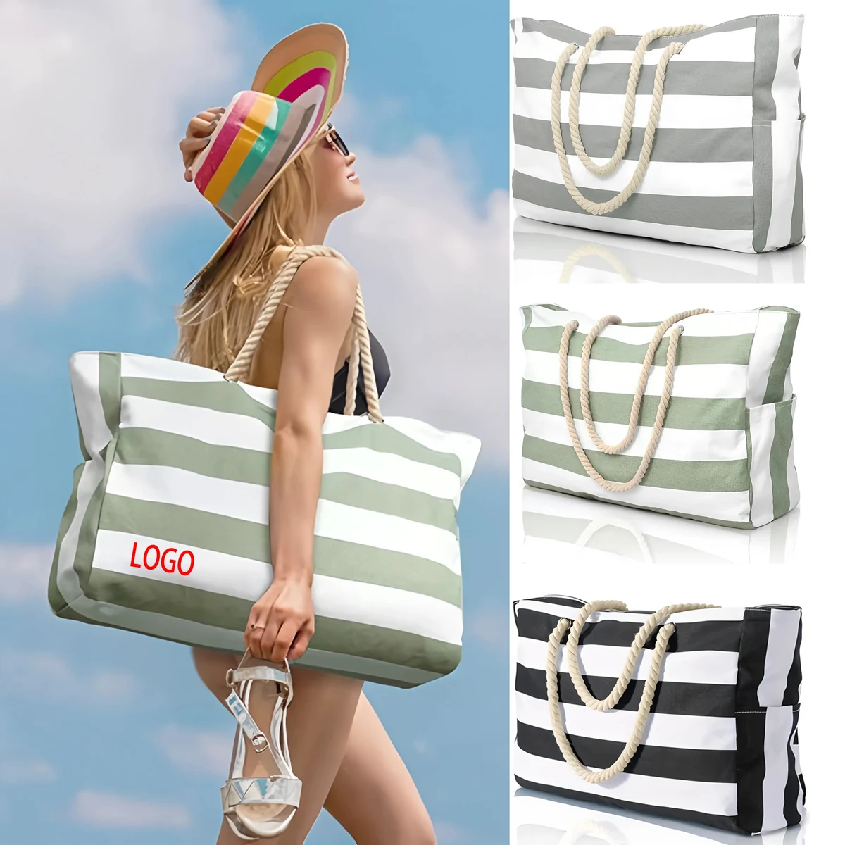 Waterproof Beach Tote Bag with Zipper 1