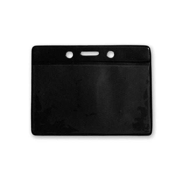 Vinyl Horizontal Color Back Badge Holder (3.75"x 3") (Black) 1