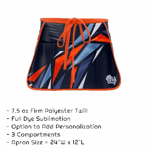 Poly Twill Sublimation Waist Apron w/3 Compartments (24"W x 12"L)