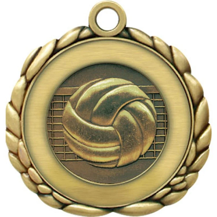 Volleyball Antique Gold QCM Medallion (2-1/2") 1