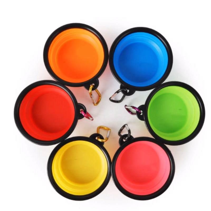 Full Color Collapsible Silicone Dog Bowls  MOQ 100 PCS