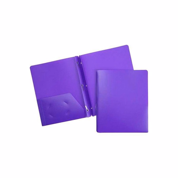 2 Pocket Poly Folders - 3 Prong Purple