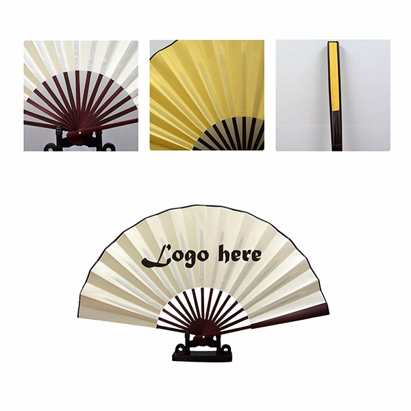 MOQ50 Large Cloth Folding Hand Fan 2-Sided Full Color