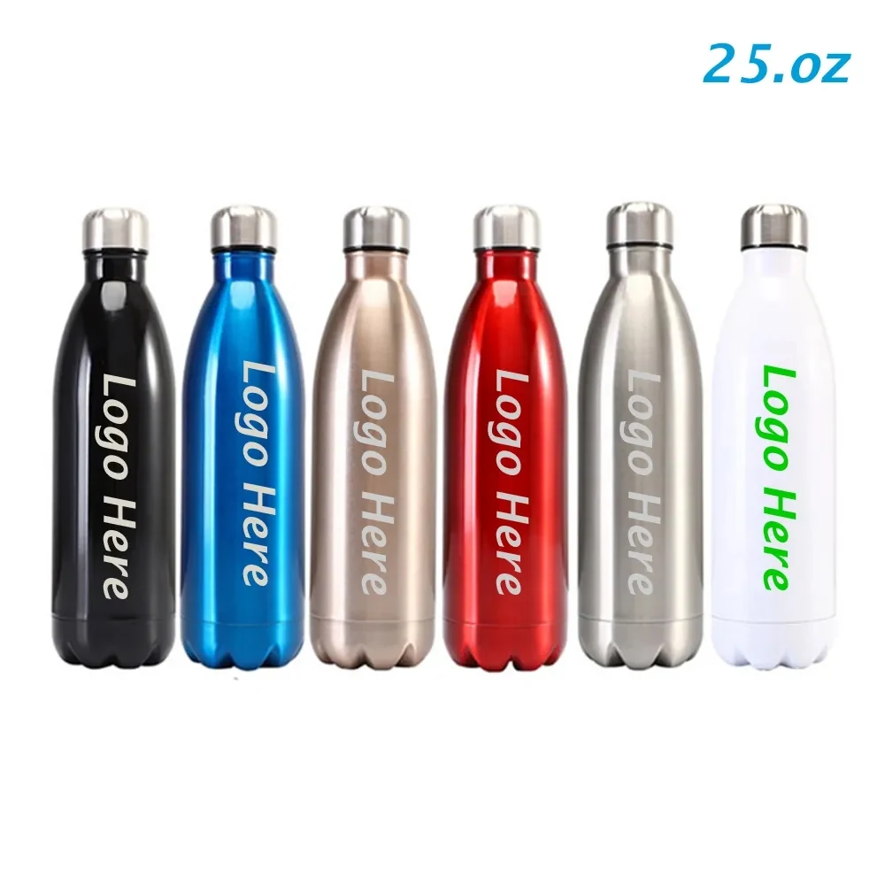 Cola-Style Double Wall Stainless Steel Water Bottle 25oz, custom water bottle with logo imprint 1