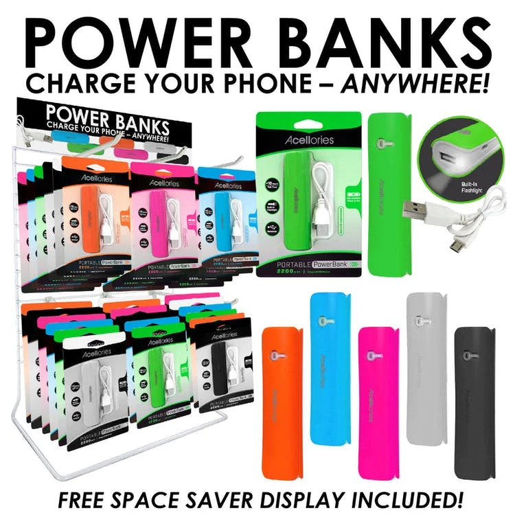 Pocket Size Power Banks - 2200 mAh 6 Colors 1