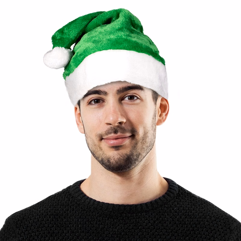 Green Plush Santa Hat (Blank)