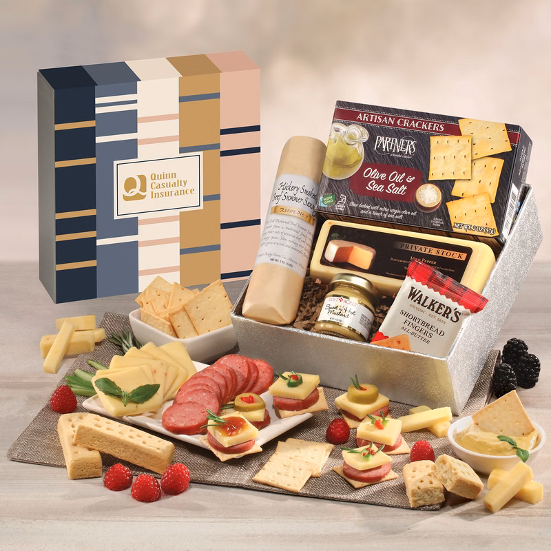 Shelf Stable Snack Lover's Gift Box with Squares & Lines Sleeve