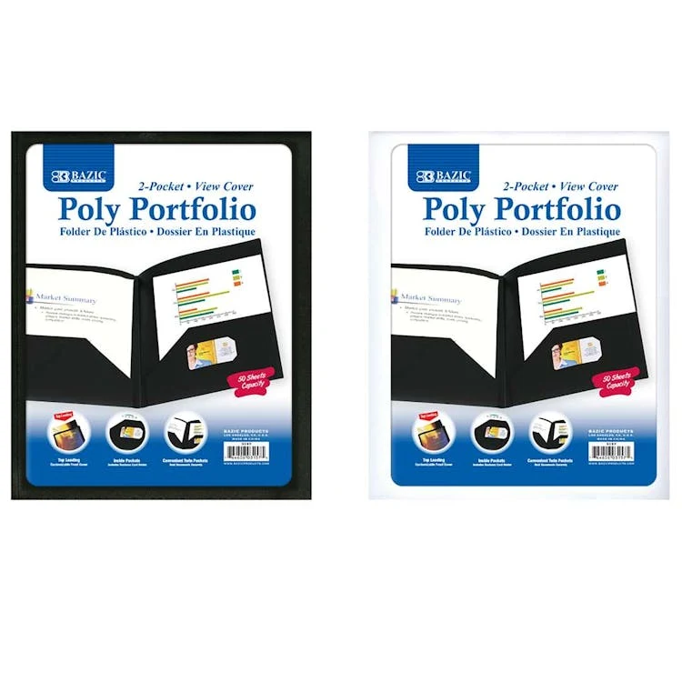 2-Pocket Poly Portfolio with View Cover - Assorted 1