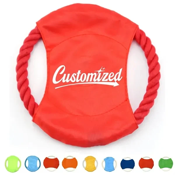 Custom 7 Inch Cotton Ring Dog Frisbee Toy with Fabric Center — Pet Care Promo 1