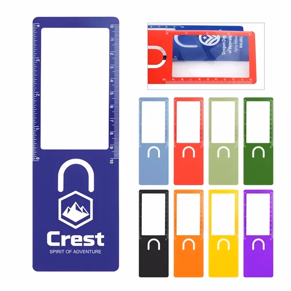 Custom 3X PVC Magnifying Bookmark with Ruler — Professional Reading & Office Tool