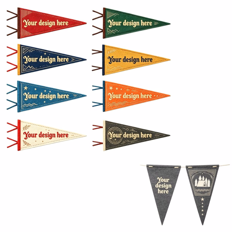 Custom Single-Sided Print Felt Triangle Pennant Flag