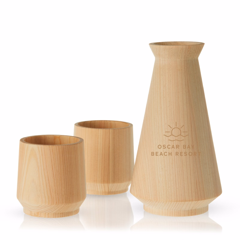Viski® 3-Piece Hinoki Cypress Sake Set