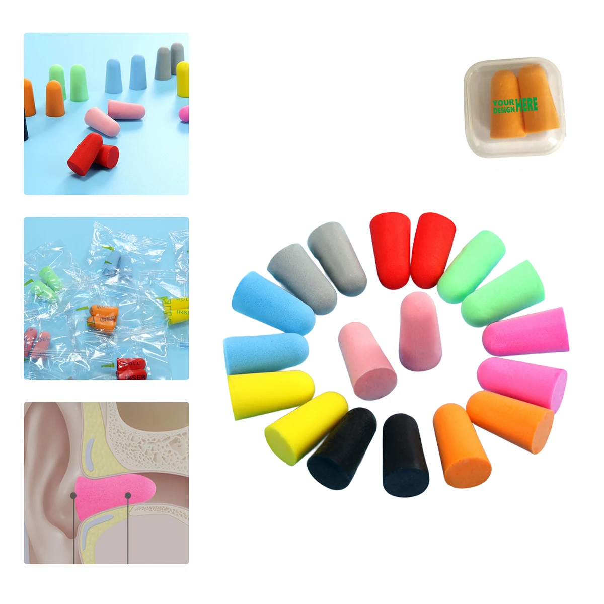 MOQ 50 Noise Cancelling Earplugs Soft Foam Bullet Shape for Sleep 1