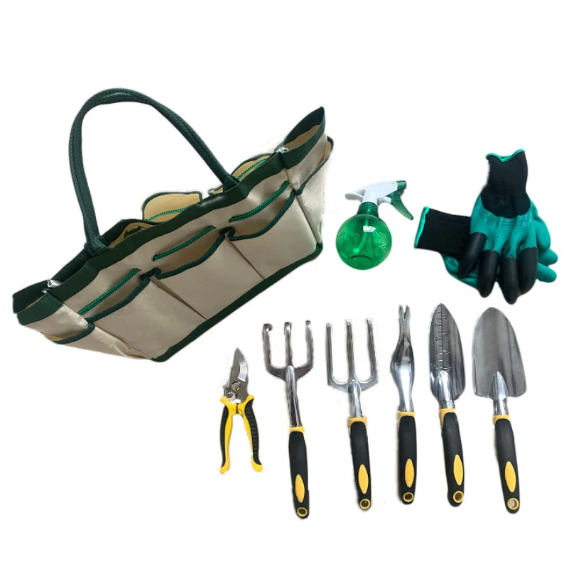 9pcs garden tools set kit with storage tote bag 1