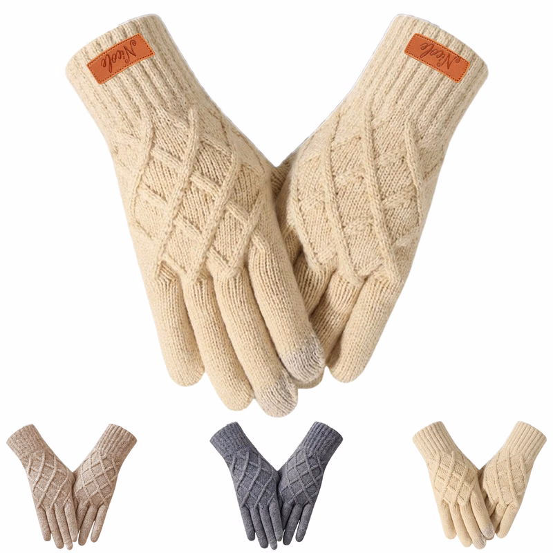 Thick Acrylic Knitted Touchscreen Cycling Gloves