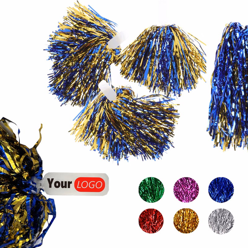 Colorful Cheerleader Poms with Plastic Handle