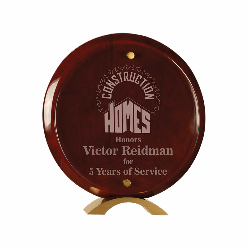 10" Round Rosewood Piano Finish Floating Jade Glass Standup