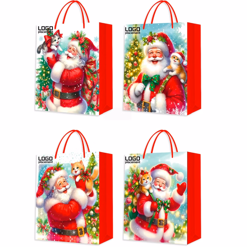 Xmas Present Tote, Santa Cat Design, Seasonal Giving