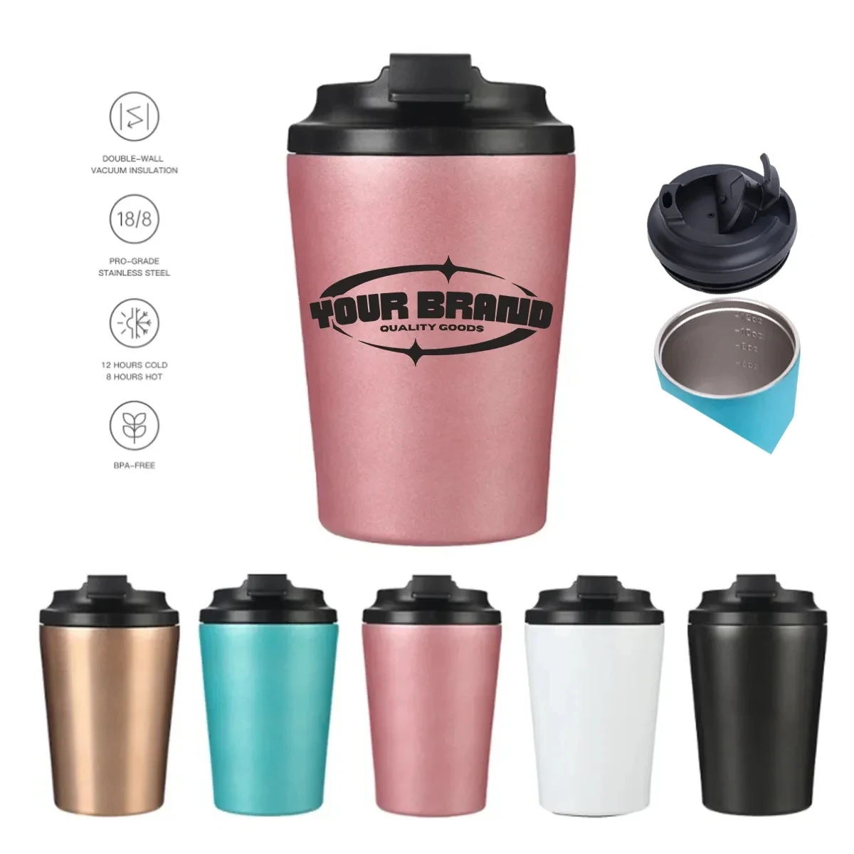 12 oz Stainless Steel Insulated Travel Coffee Mug 1