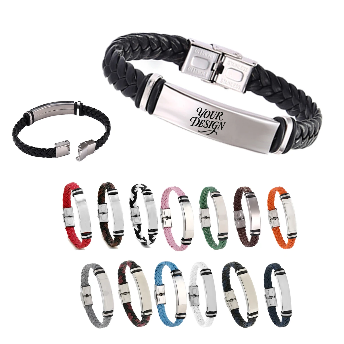 Adjustable Woven Leather Wristband 1
