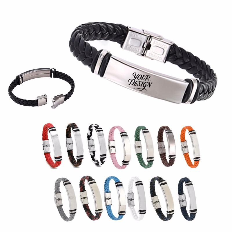 Adjustable Woven Leather Wristband
