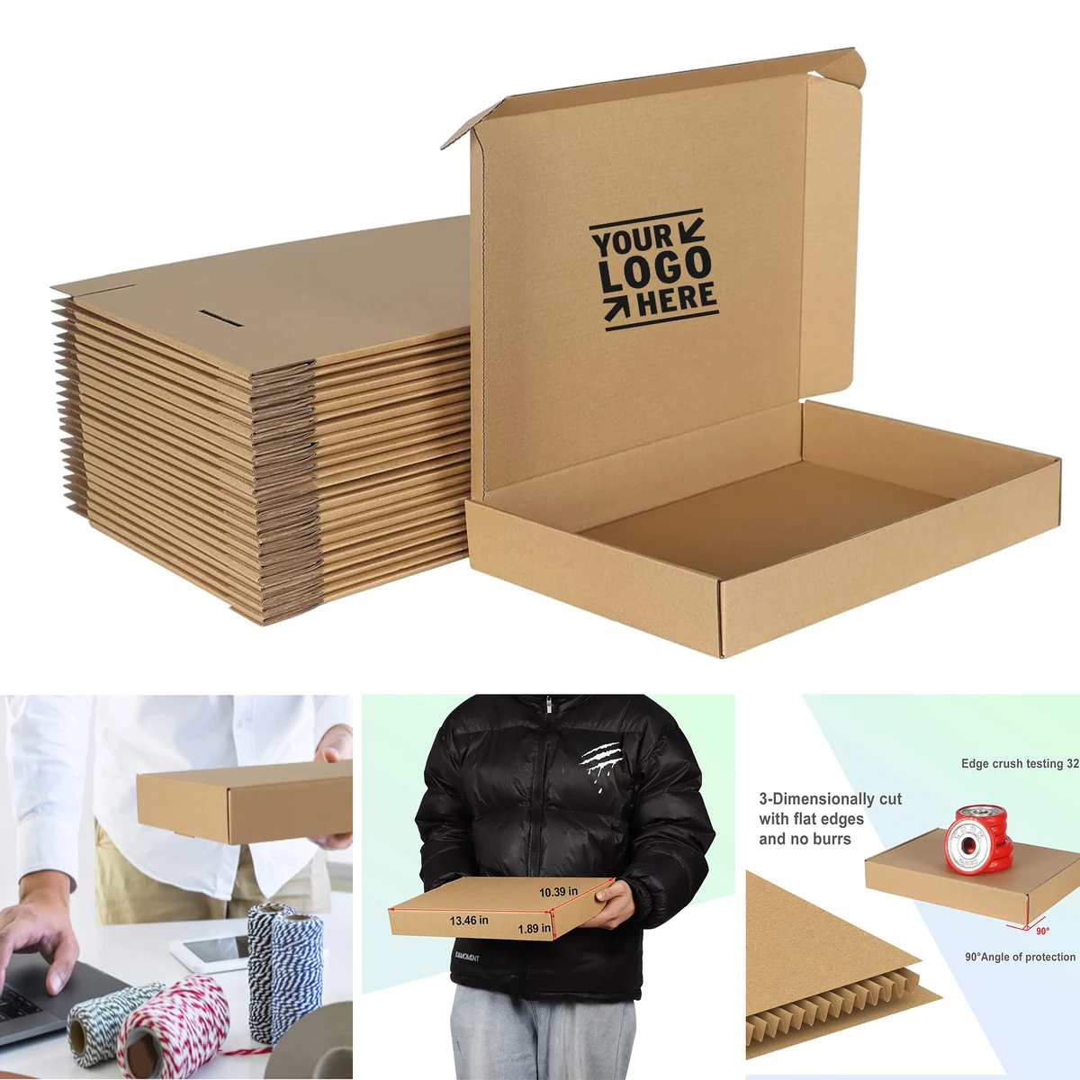 Durable 13.46x10.39x1.89 Inches Small Shipping Packing Corrugated Cardboard Box 1