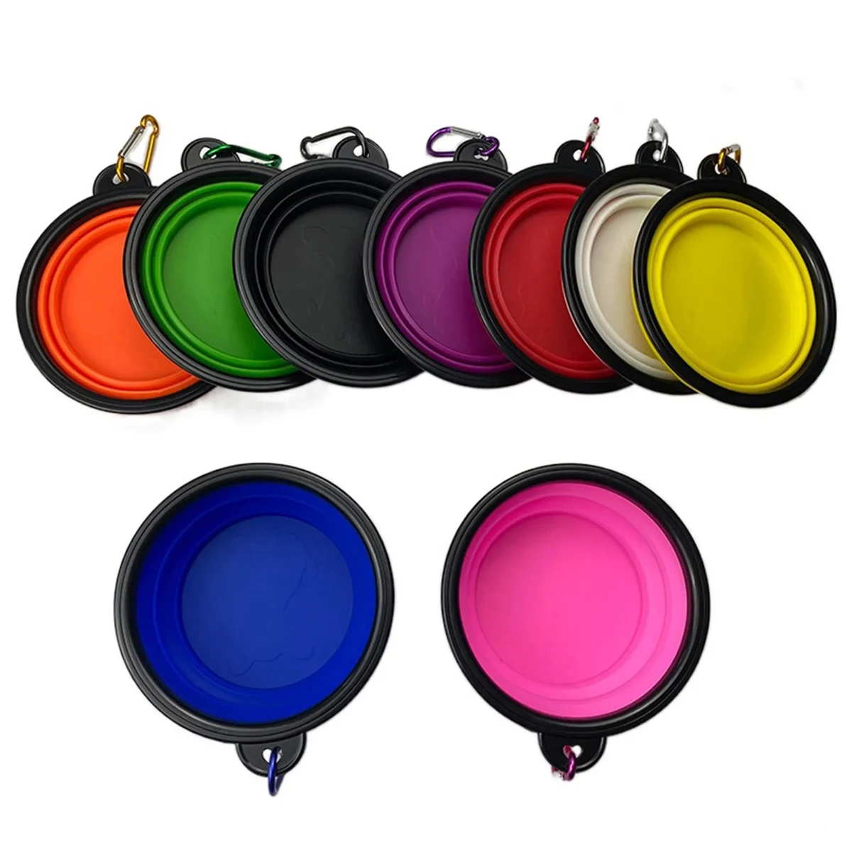 Collapsible Silicone Pet Bowl With Carabiner 1