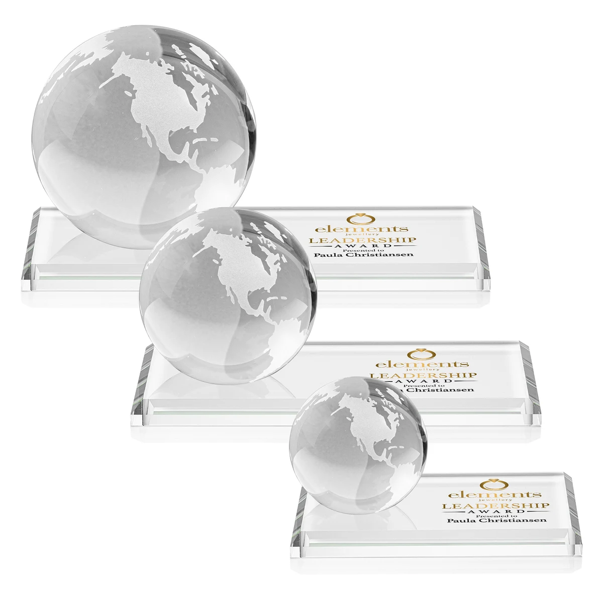 Globe VividPrint™ Award on Rectangle Base - Clear 1