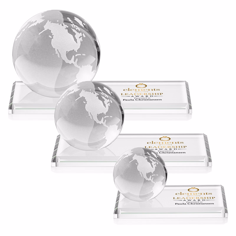 Globe VividPrint™ Award on Rectangle Base - Clear