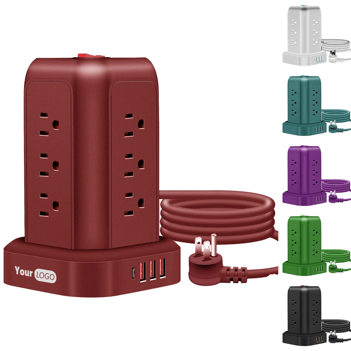 Plastic 360-Degree Multi-Outlet Tower Power Strip With Usb Charging 1