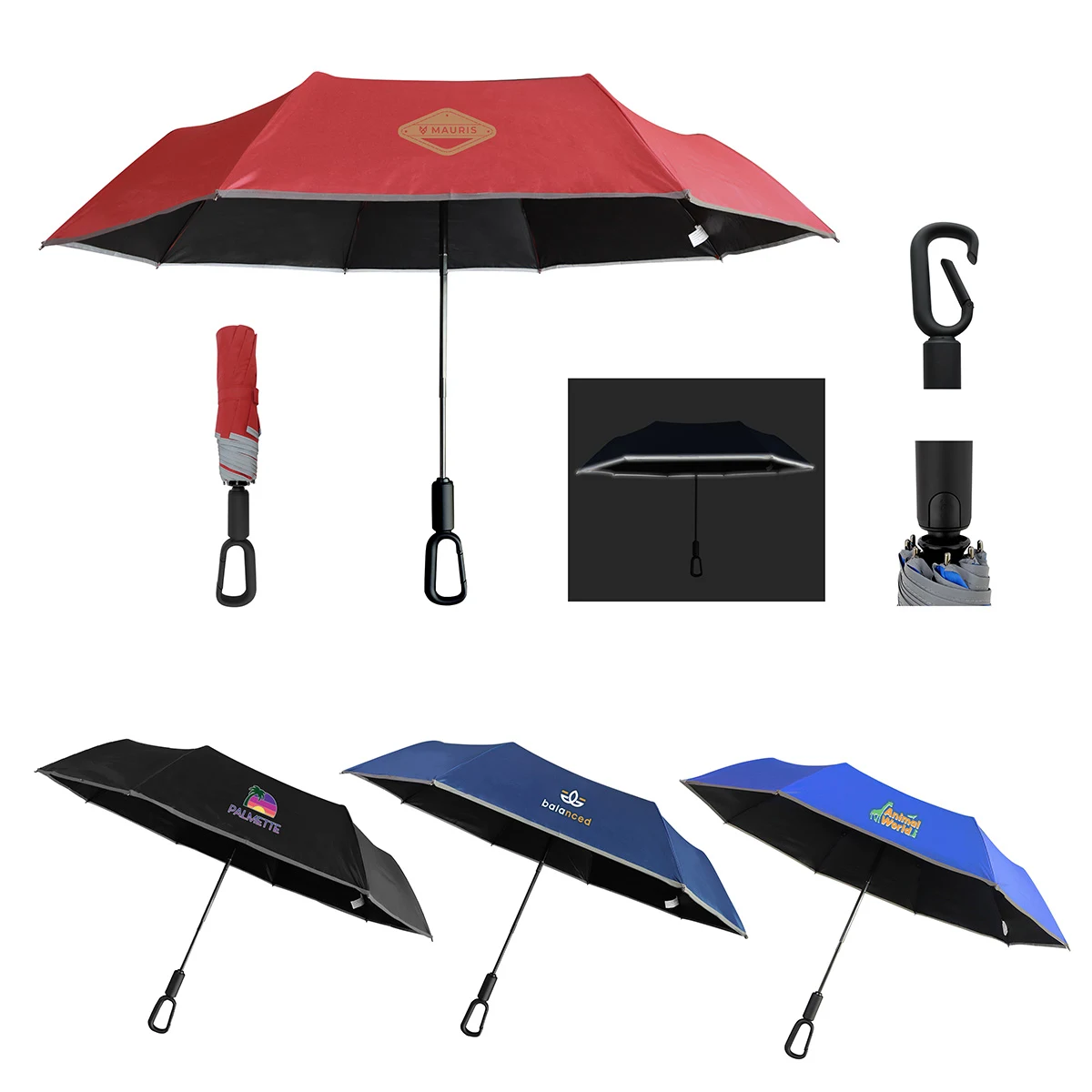 Ridgeline 46" Arc Reflective Umbrella with Carabiner Handle 1