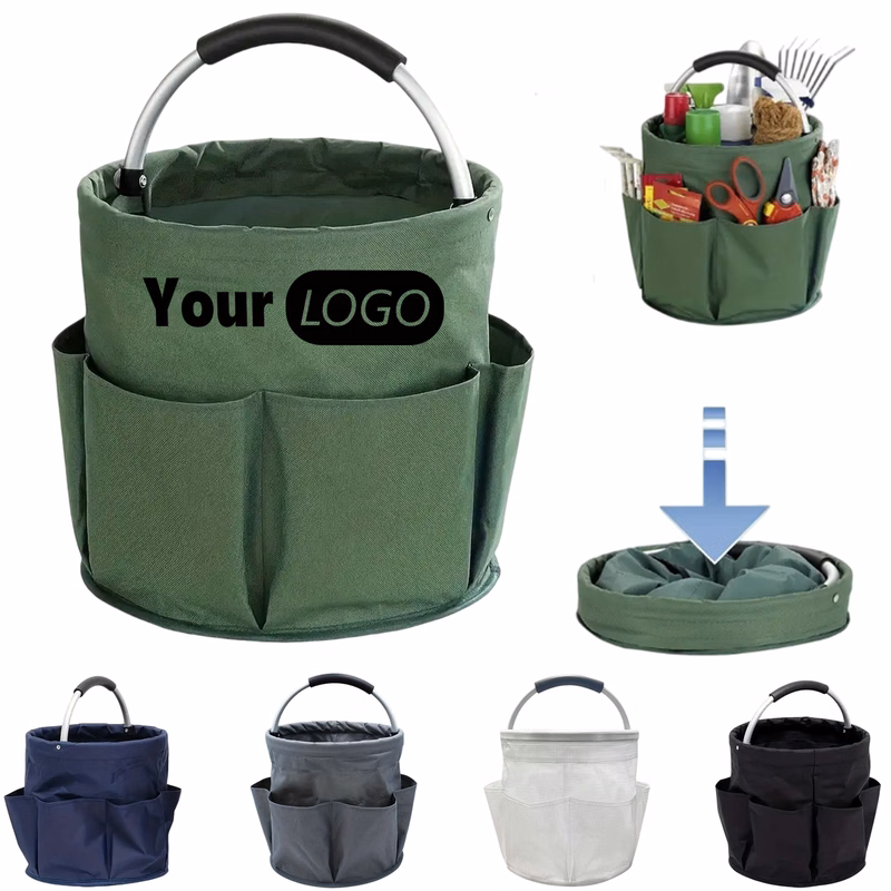 Oxford Cloth Foldable Garden Tool Basket with Pockets