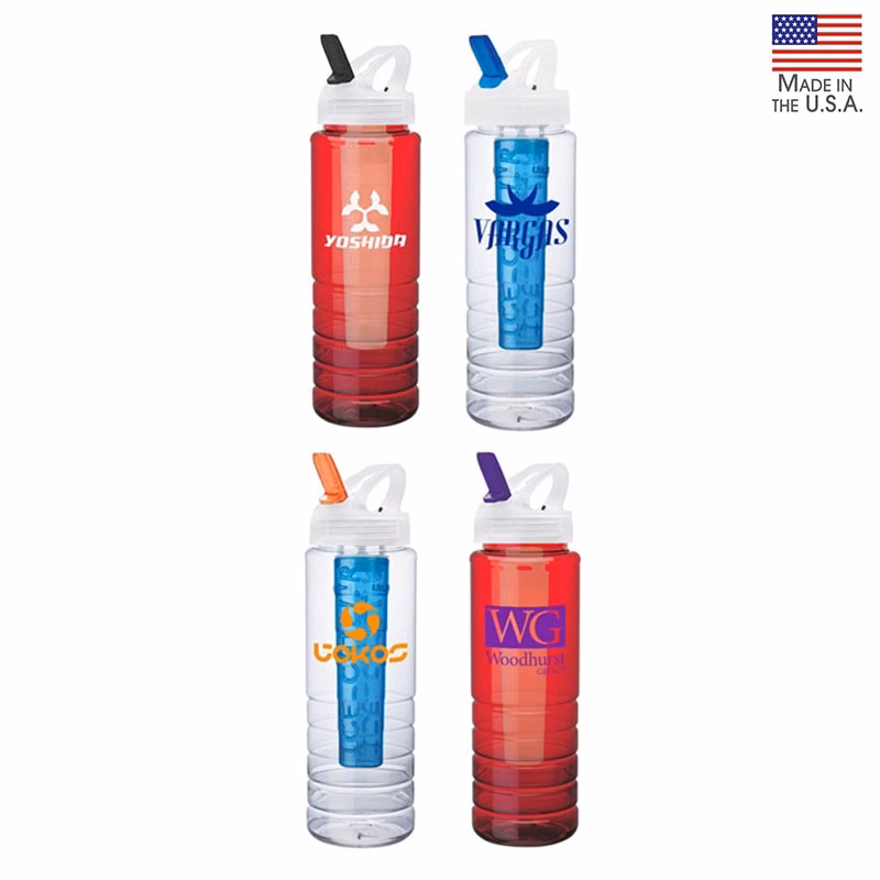 26 oz. PET Bottle with Flip Spout & Ice Stick