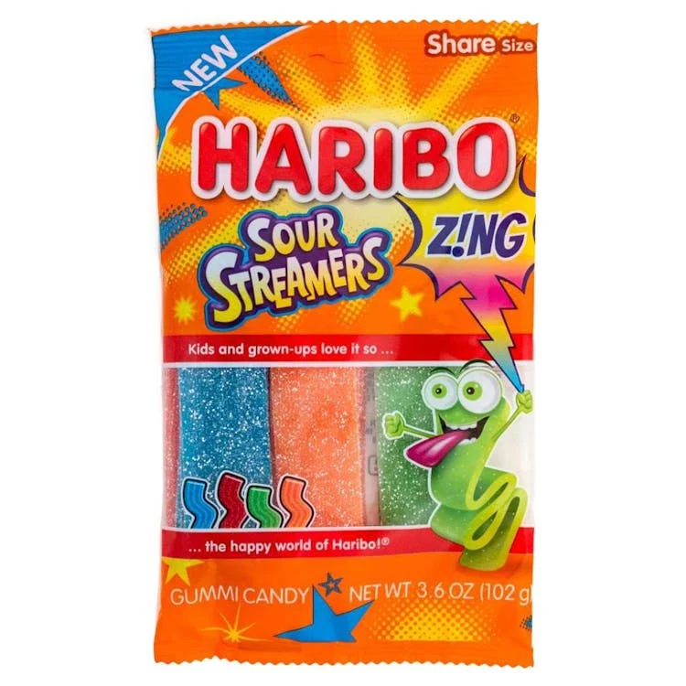 Haribo Sour Streamers Gummi Candy - 3.6 oz 1