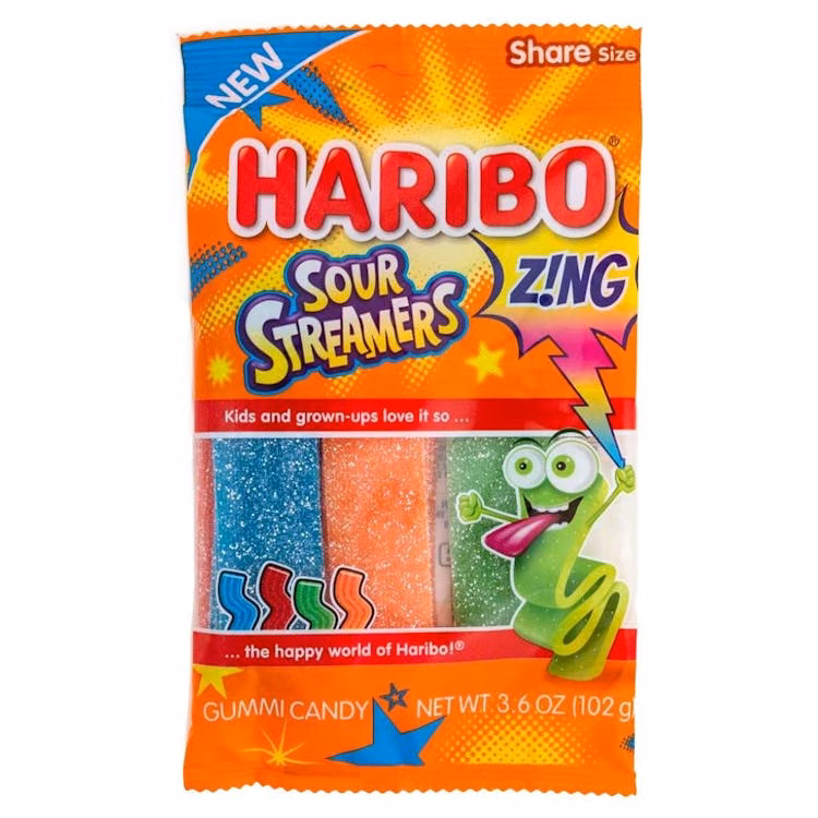 Haribo Sour Streamers Gummi Candy - 3.6 oz