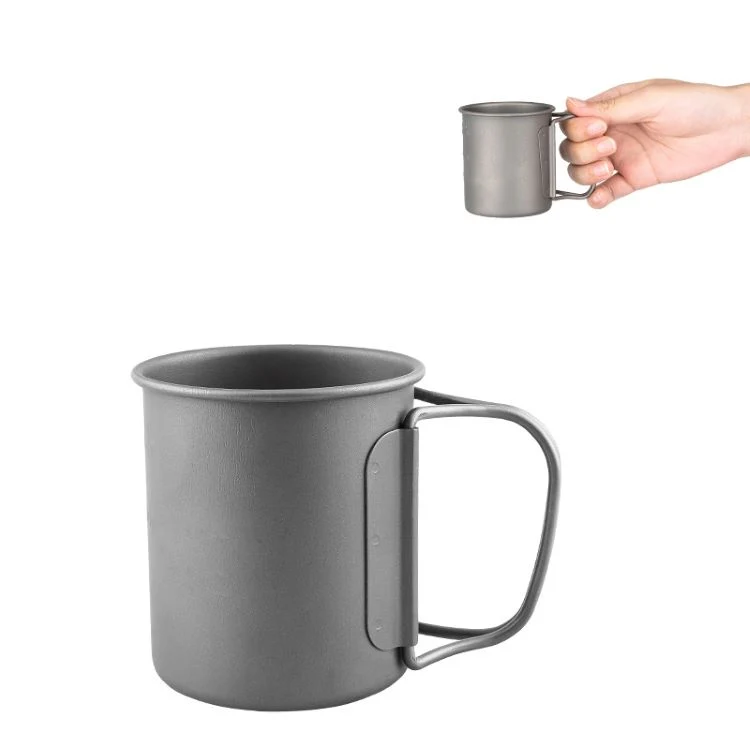 Camping hunting Outdoor travel portable 450ml Titanium cup mug with lid 1