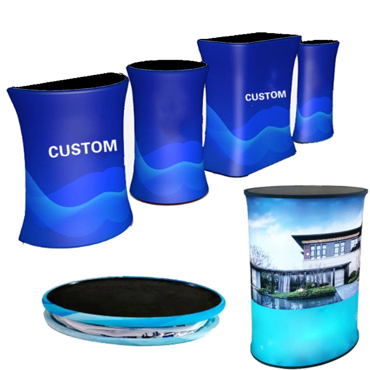 Foldable Hydraulic Display Counter Liftable Reception Desk 1