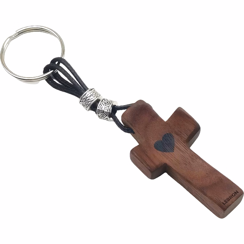 Wooden Cross Keychain