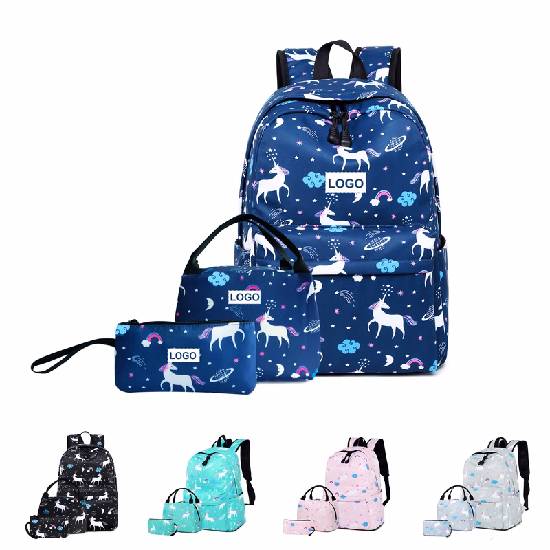 Printed Kids Backpack Lunch Bag & Pencil Bag Set (direct import)