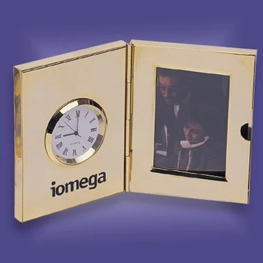 2 IN 1 G/P BRASS PORTABLE CLOCK & PHOTO FRAME 1