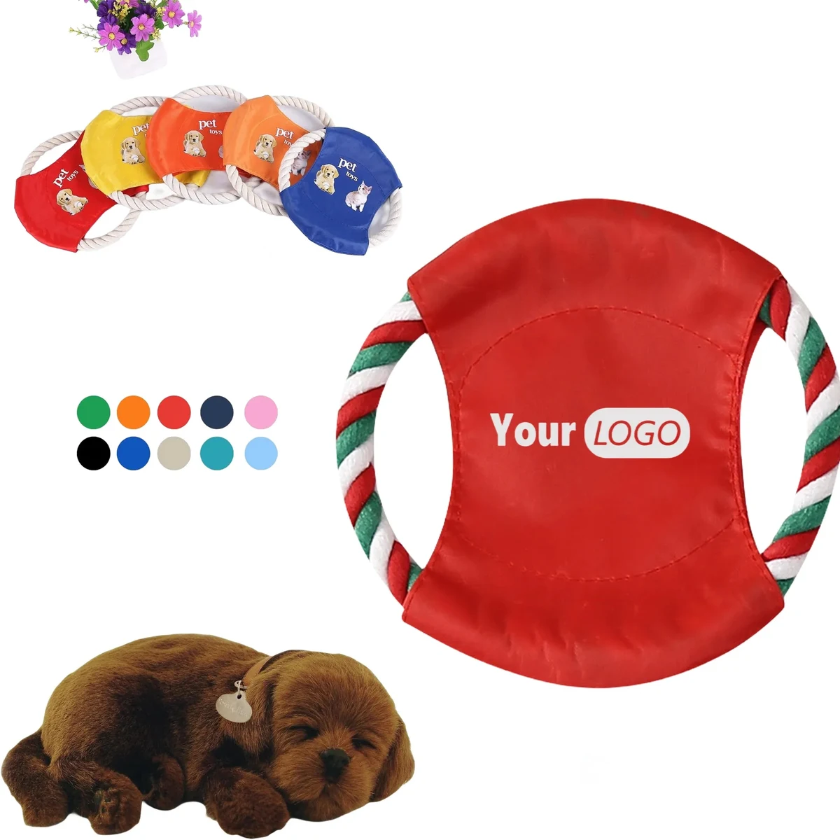 Custom Logo Flying Disc Pet Dog Rope Toys Training Chew 1
