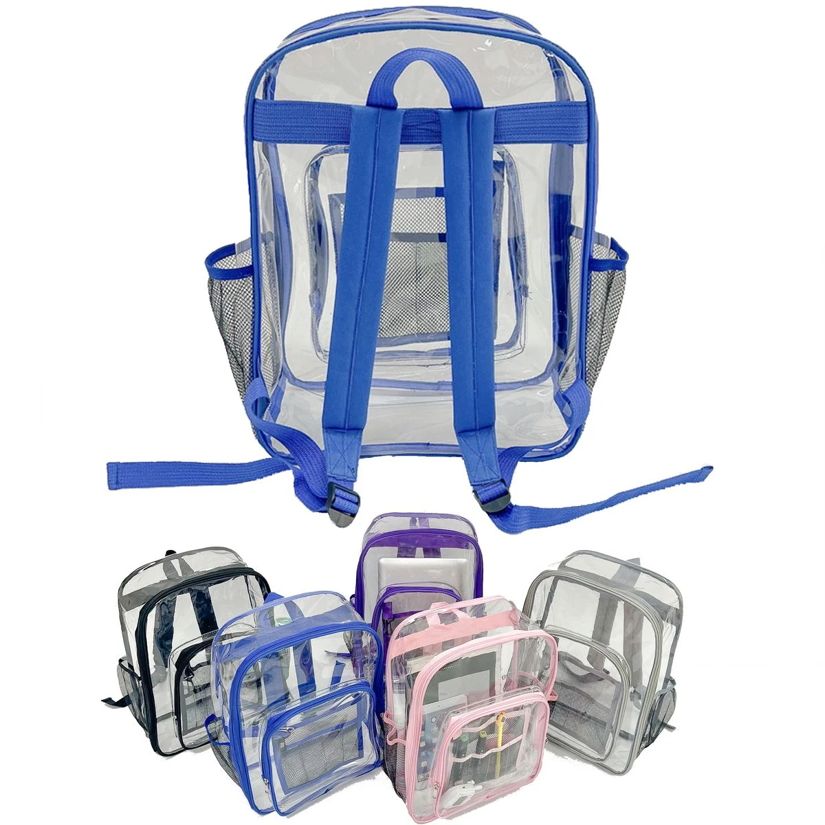 PVC See Through Transparent Clear School Shoulder Backpack 1