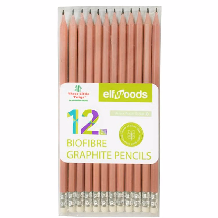 BioFibre Graphite Drawing Pencils Natural Barrel 12ct