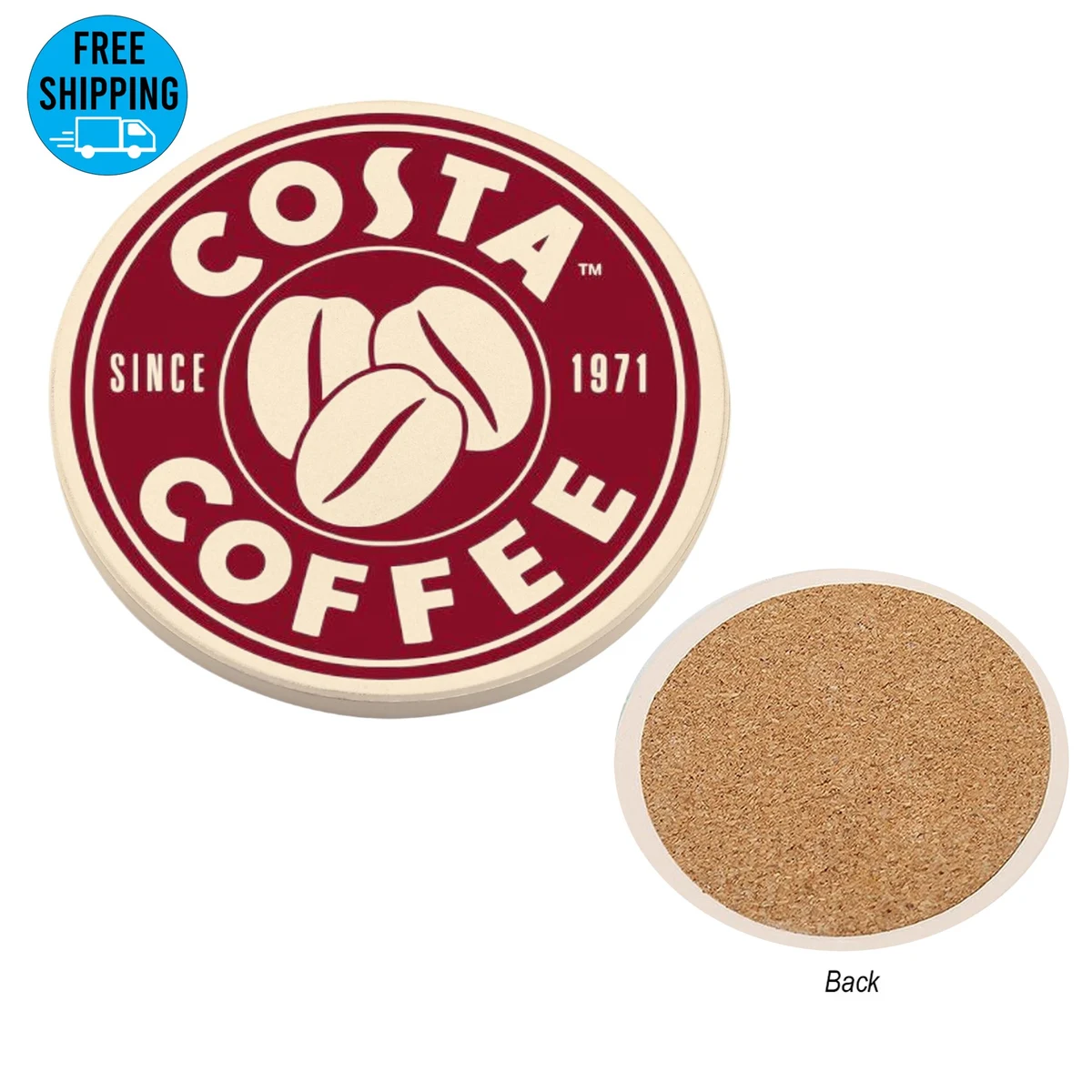 Round Absorbent Coaster With Cork Back 1
